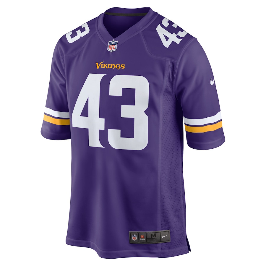 Alternative view of Andrew Van Ginkel #43 Minnesota Vikings Game Jersey - Men's | Purple