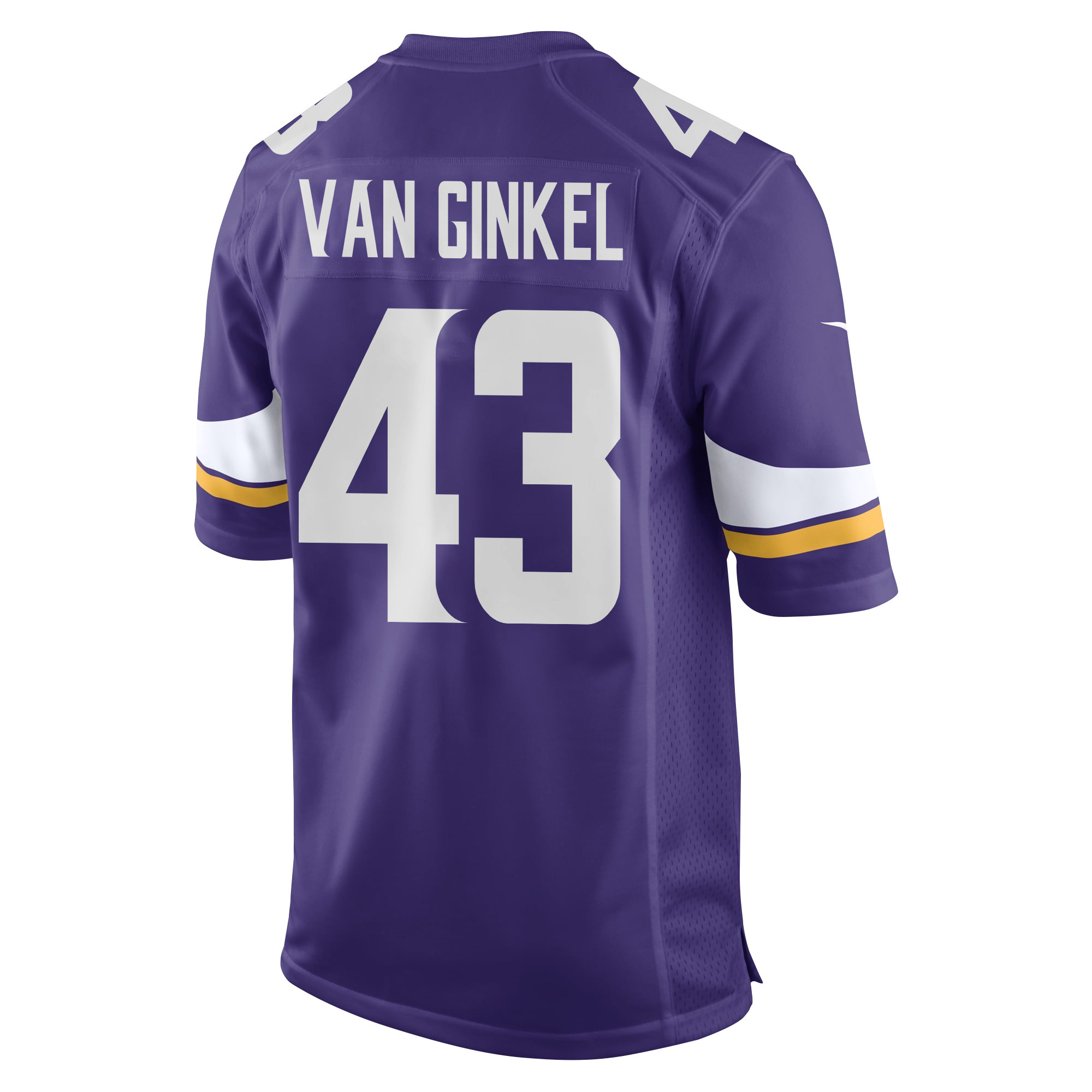 Alternative view of Andrew Van Ginkel #43 Minnesota Vikings Super Bowl LIX Game Jersey - Men's | Purple