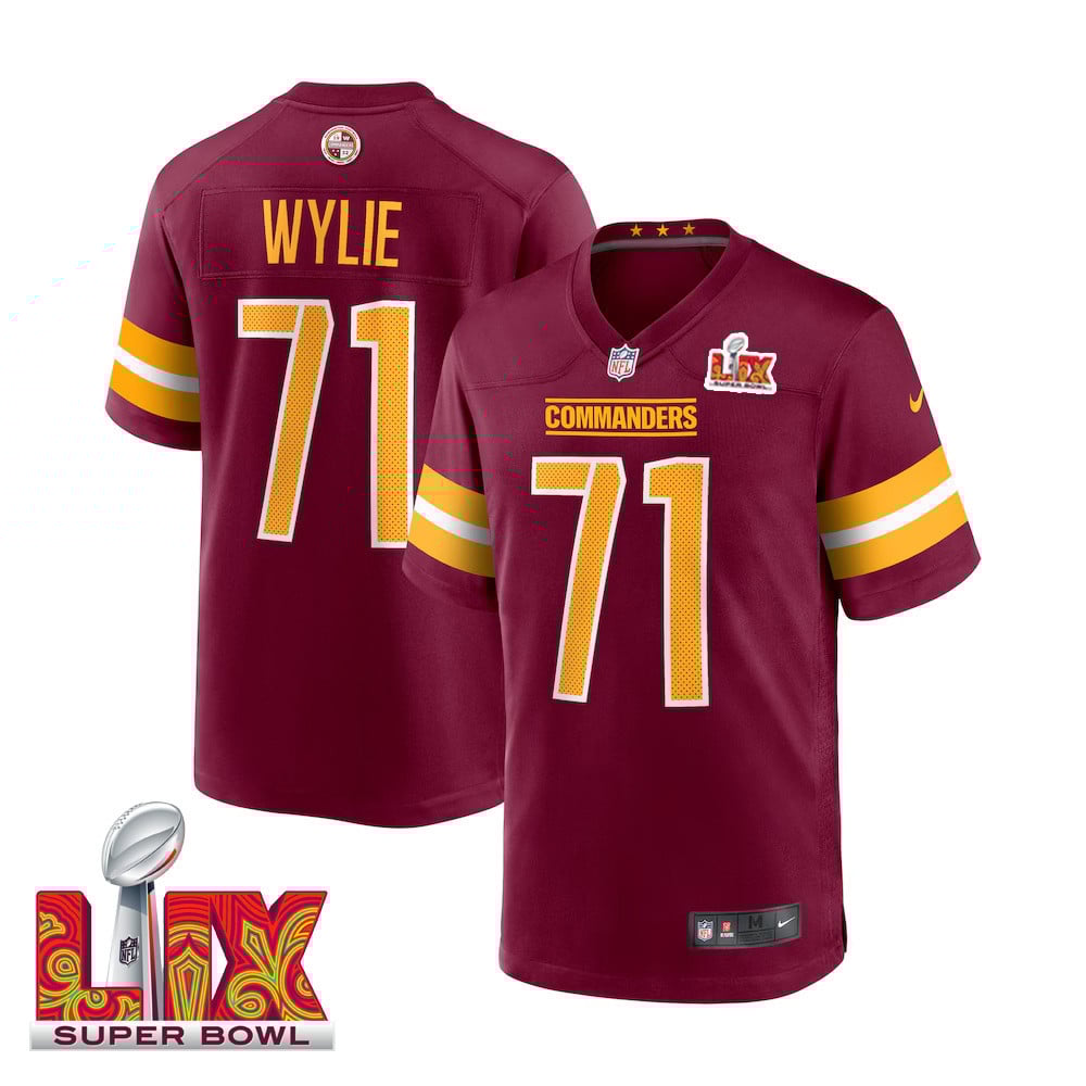 Andrew Wylie #71 Washington Commanders Super Bowl LIX Game Jersey - Men's | Burgundy