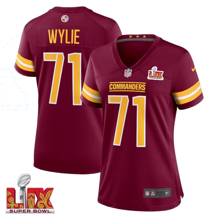 Andrew Wylie #71 Washington Commanders Super Bowl LIX Game Jersey - Women's | Burgundy