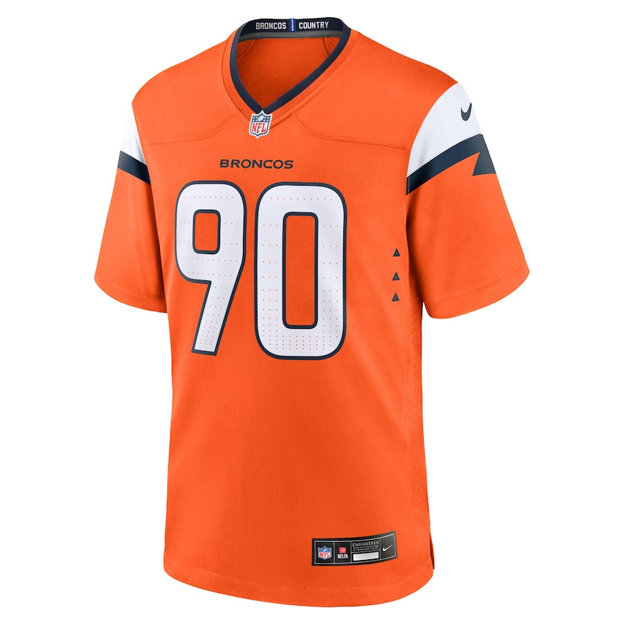 Alternative view of Angelo Blackson #90 Denver Broncos Game Jersey - Men's | Orange