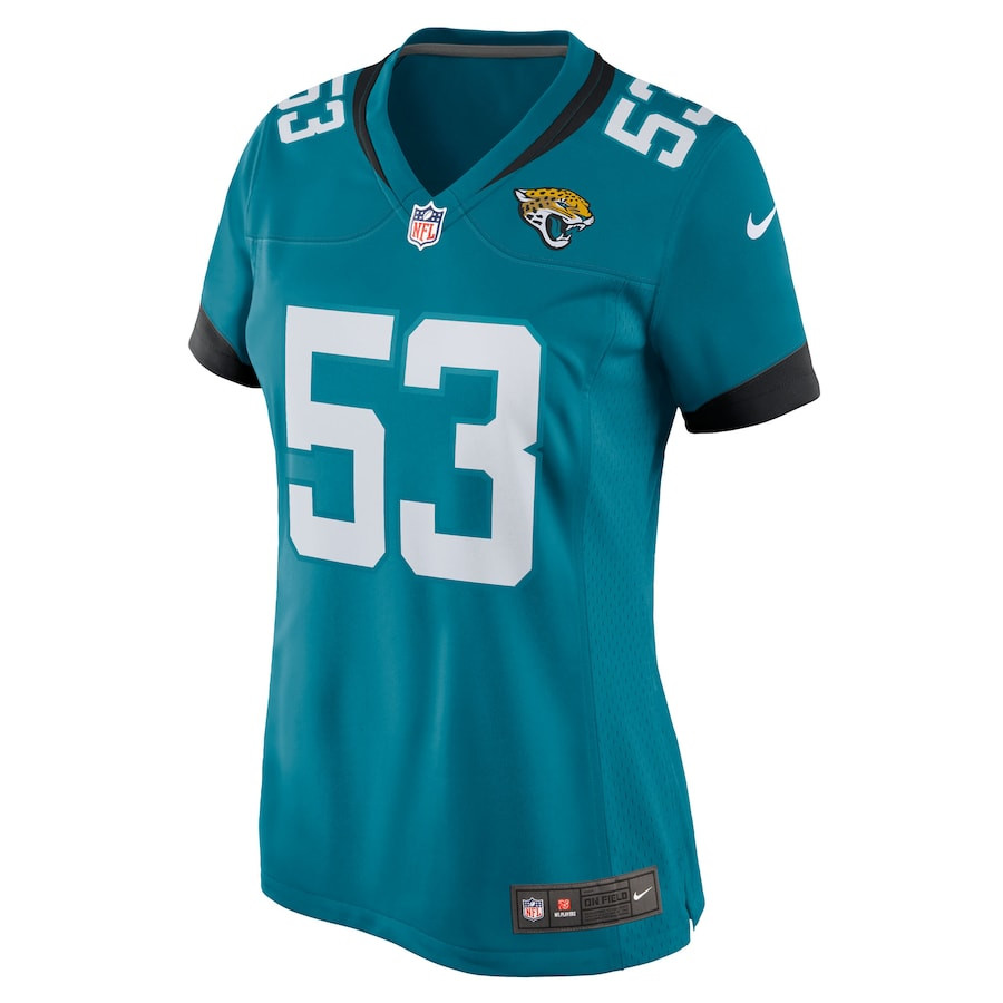 Alternative view of Anthony Pittman #53 Jacksonville Jaguars Game Jersey - Women's | Teal