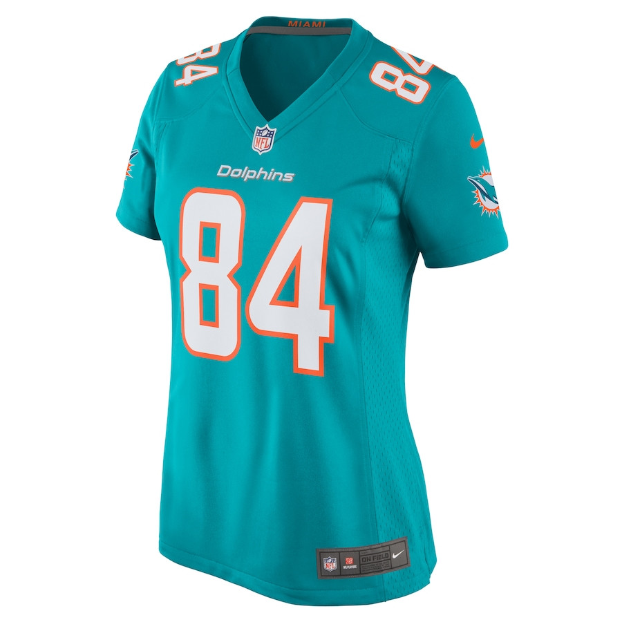 Alternative view of Anthony Schwartz #84 Miami Dolphins Game Jersey - Women's | Aqua