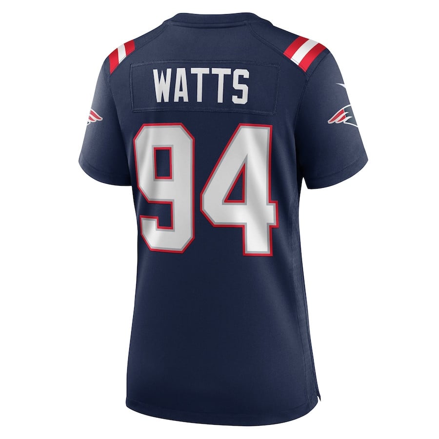 Armon Watts #94 New England Patriots Game Jersey - Women's | Navy - Image 3