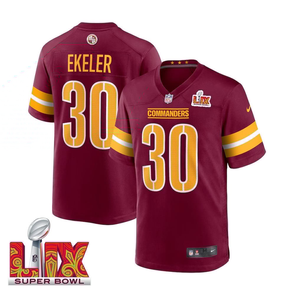 Austin Ekeler #30 Washington Commanders Super Bowl LIX Game Jersey - Men's | Burgundy