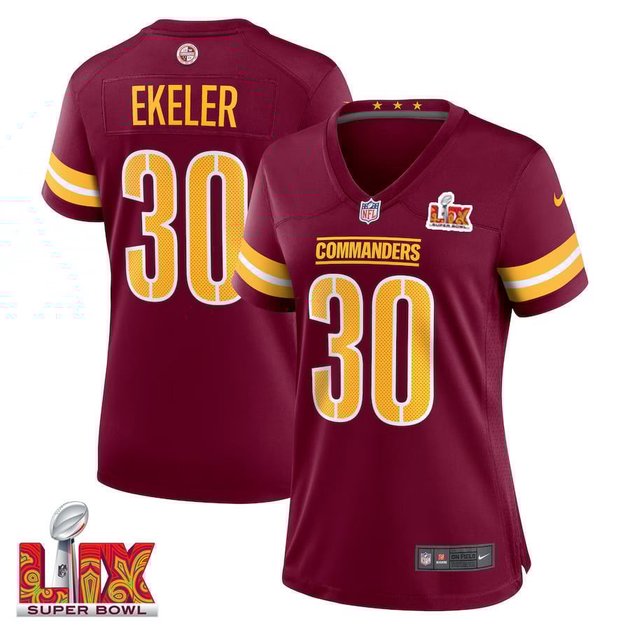 Austin Ekeler #30 Washington Commanders Super Bowl LIX Game Jersey - Women's | Burgundy