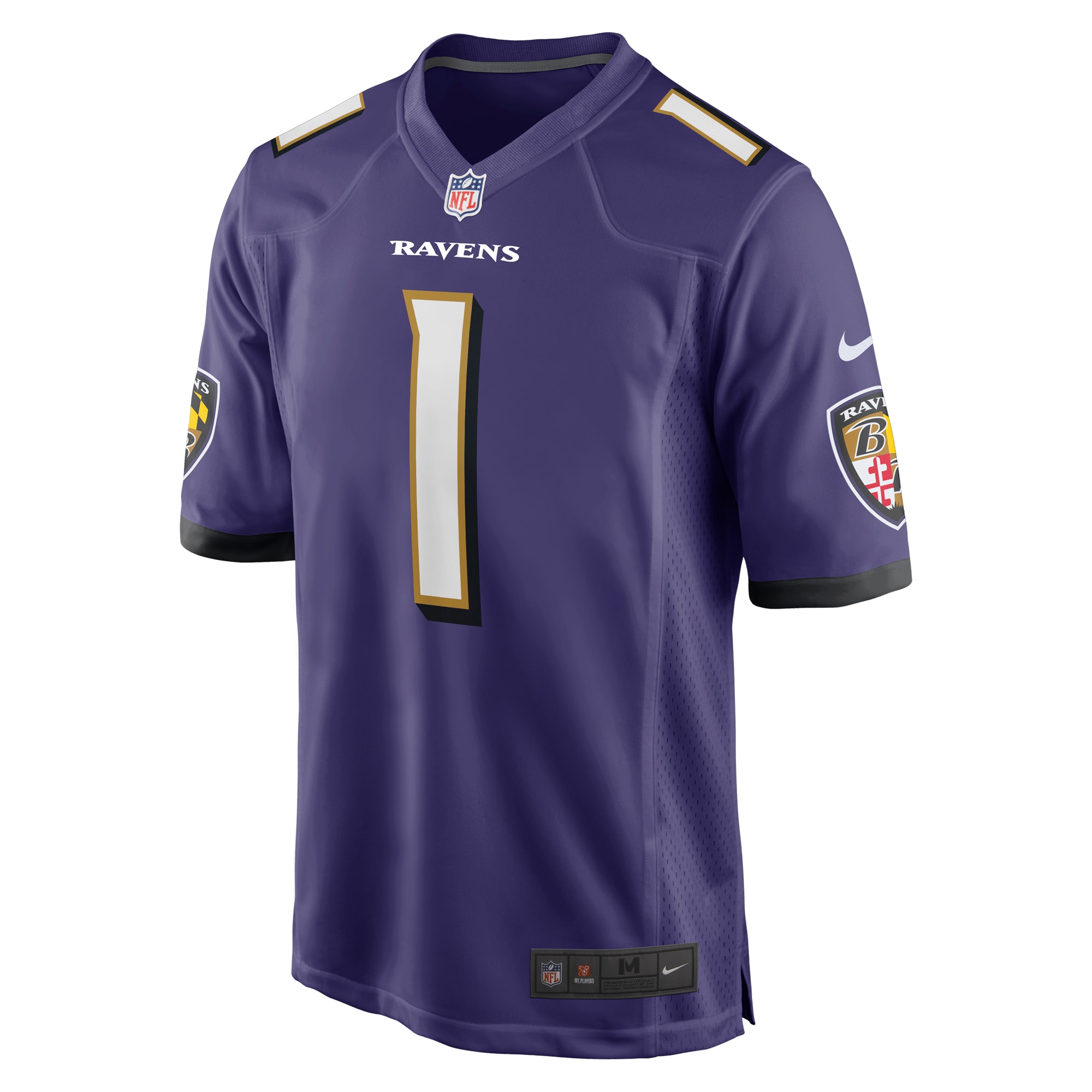 Alternative view of Baltimore Ravens Number #1 Baltimore Ravens Game Jersey - Men's