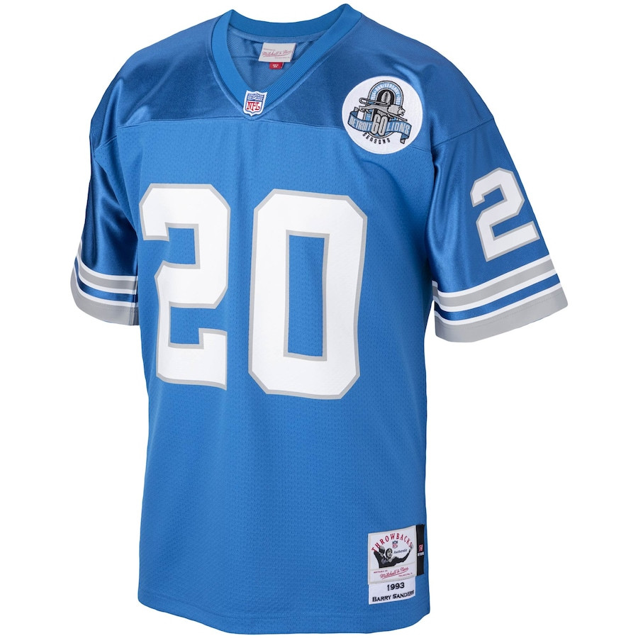 Alternative view of Barry Sanders #20 Detroit Lions Throwback Game Jersey - Men's | Blue