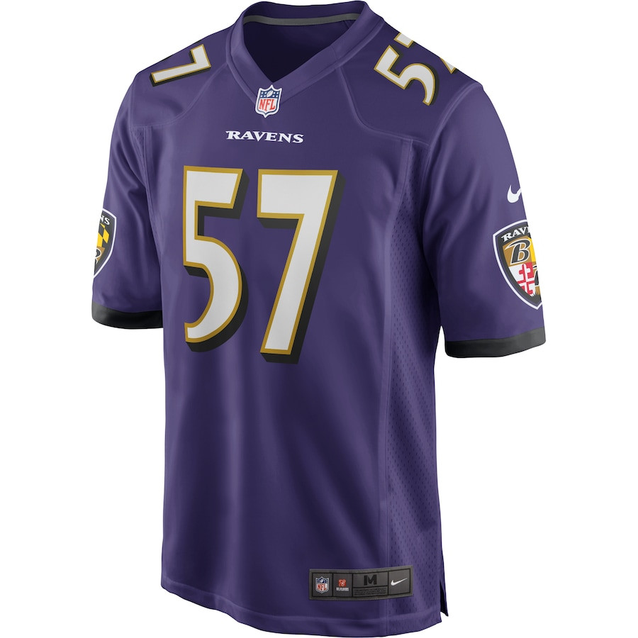 Alternative view of Bart Scott #57 Baltimore Ravens Game Jersey - Men's | Purple