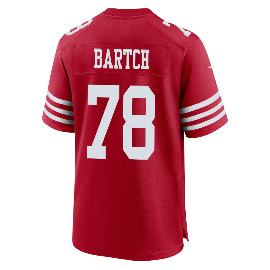 Ben Bartch #78 San Francisco 49ers Super Bowl LVIII Patch Game Jersey - Men's | Scarlet - Image 3