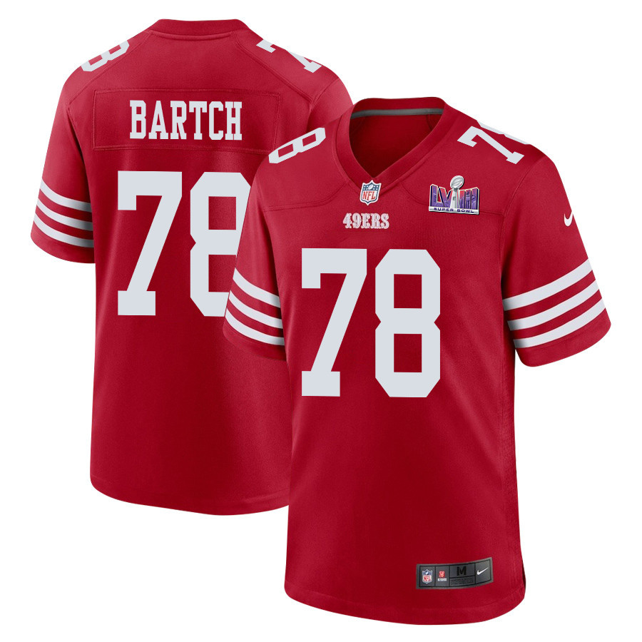 Ben Bartch #78 San Francisco 49ers Super Bowl LVIII Patch Game Jersey - Men's | Scarlet