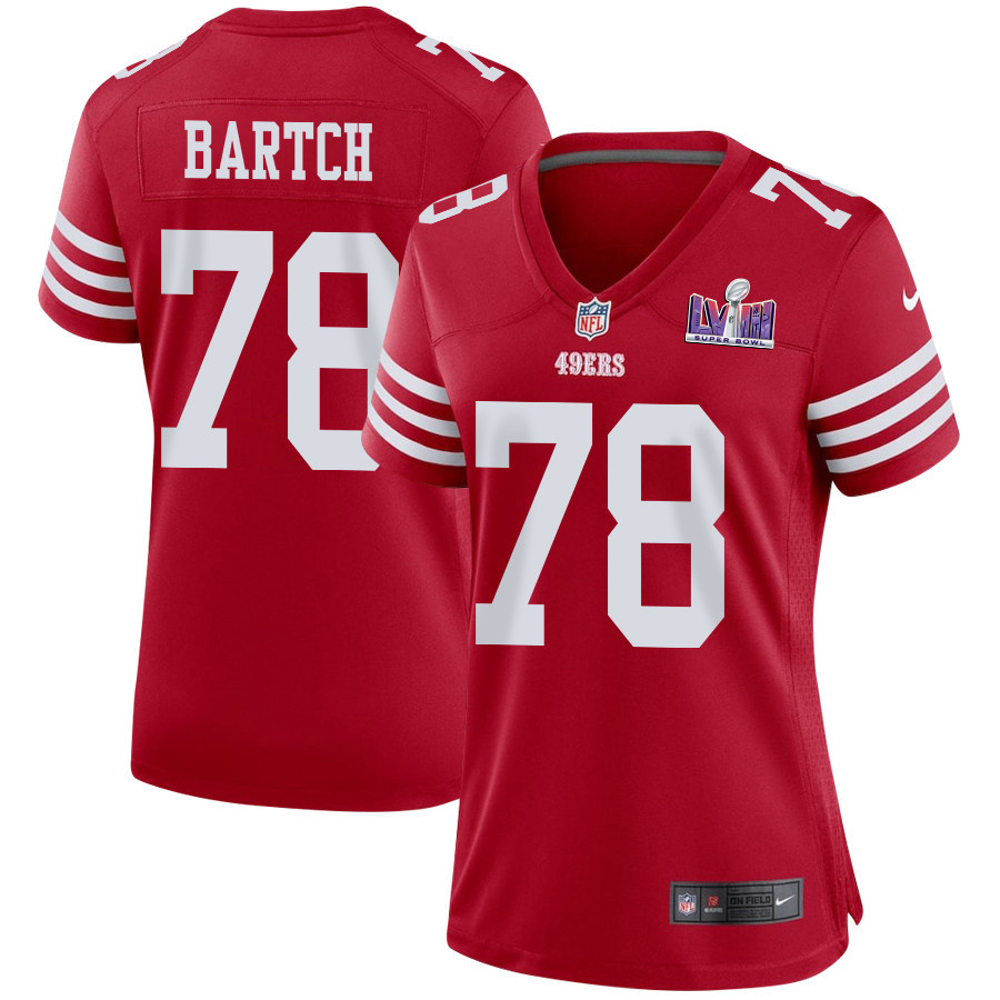 Ben Bartch #78 San Francisco 49ers Super Bowl LVIII Patch Game Jersey - Women's | Scarlet