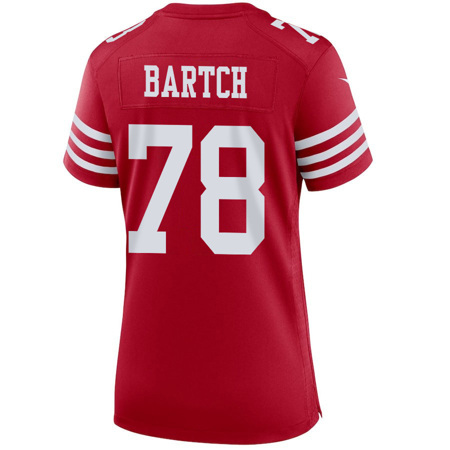 Ben Bartch #78 San Francisco 49ers Super Bowl LVIII Patch Game Jersey - Women's | Scarlet - Image 3