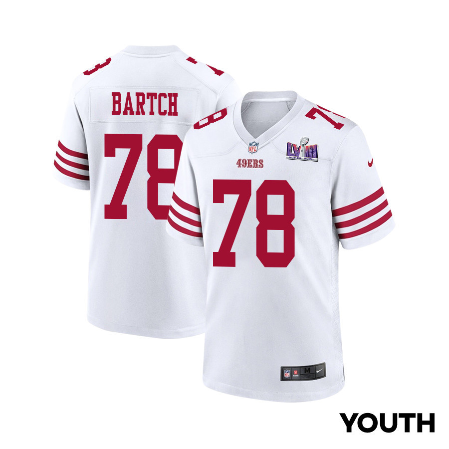 Ben Bartch #78 San Francisco 49ers Super Bowl LVIII Patch Game Jersey - Youth | White