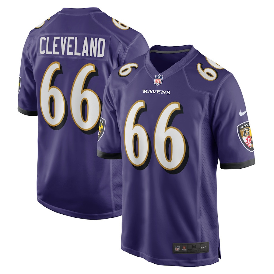 Ben Cleveland #66 Baltimore Ravens Game Jersey - Men's | Purple