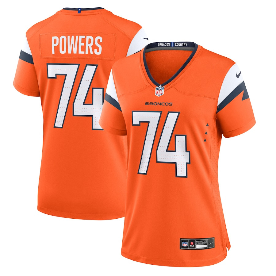 Ben Powers #74 Denver Broncos Game Jersey - Women's | Orange
