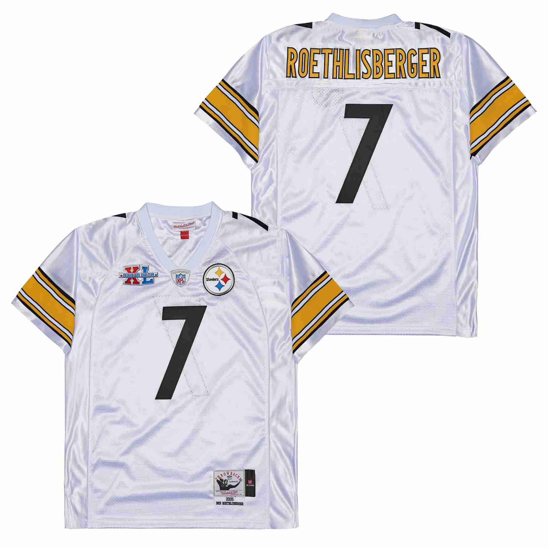 Alternative view of Ben Roethlisberger #7 Pittsburgh Steelers Super Bowl Game Jersey - Men's | White