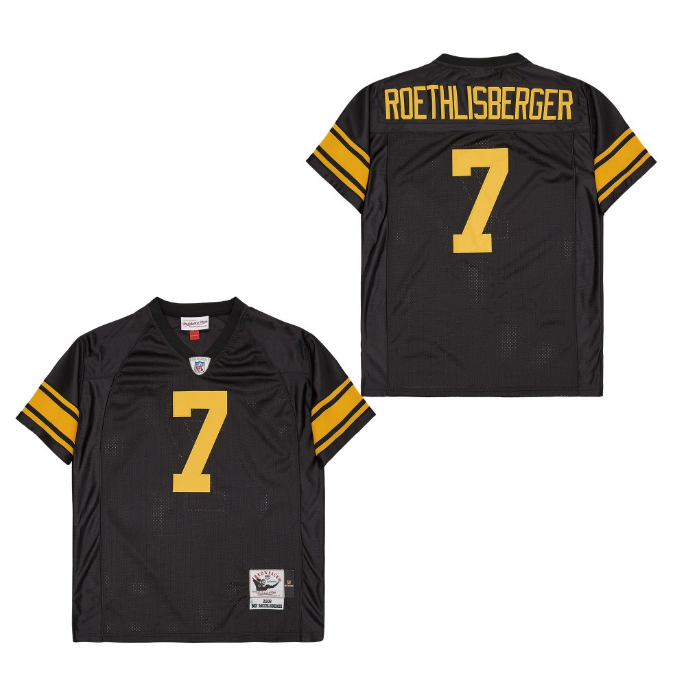 Alternative view of Ben Roethlisberger #7 Pittsburgh Steelers Throwback Game Jersey - Men's | Black
