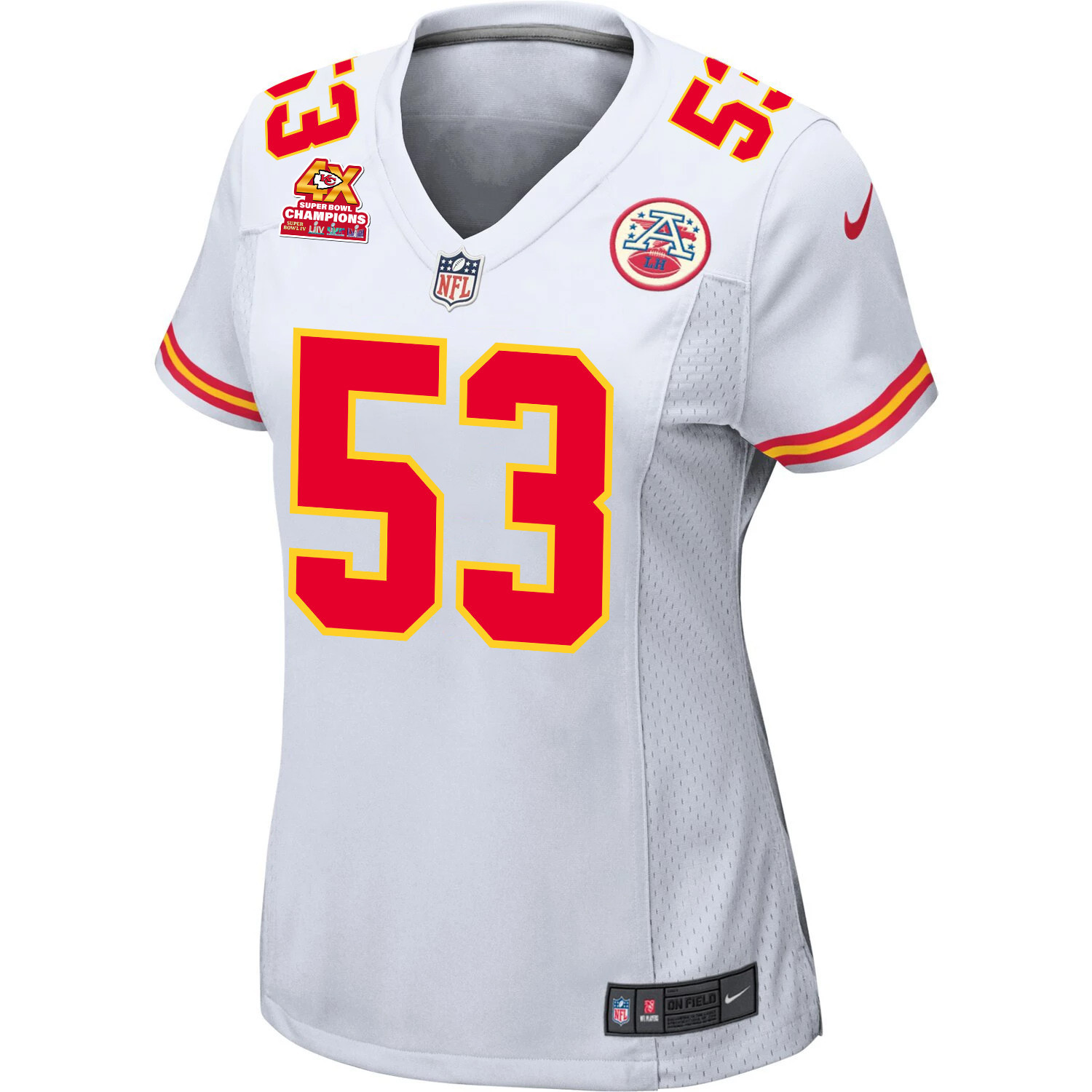 Alternative view of BJ Thompson #53 Kansas City Chiefs Super Bowl LVIII Champions 4X Game Jersey - Women's | White