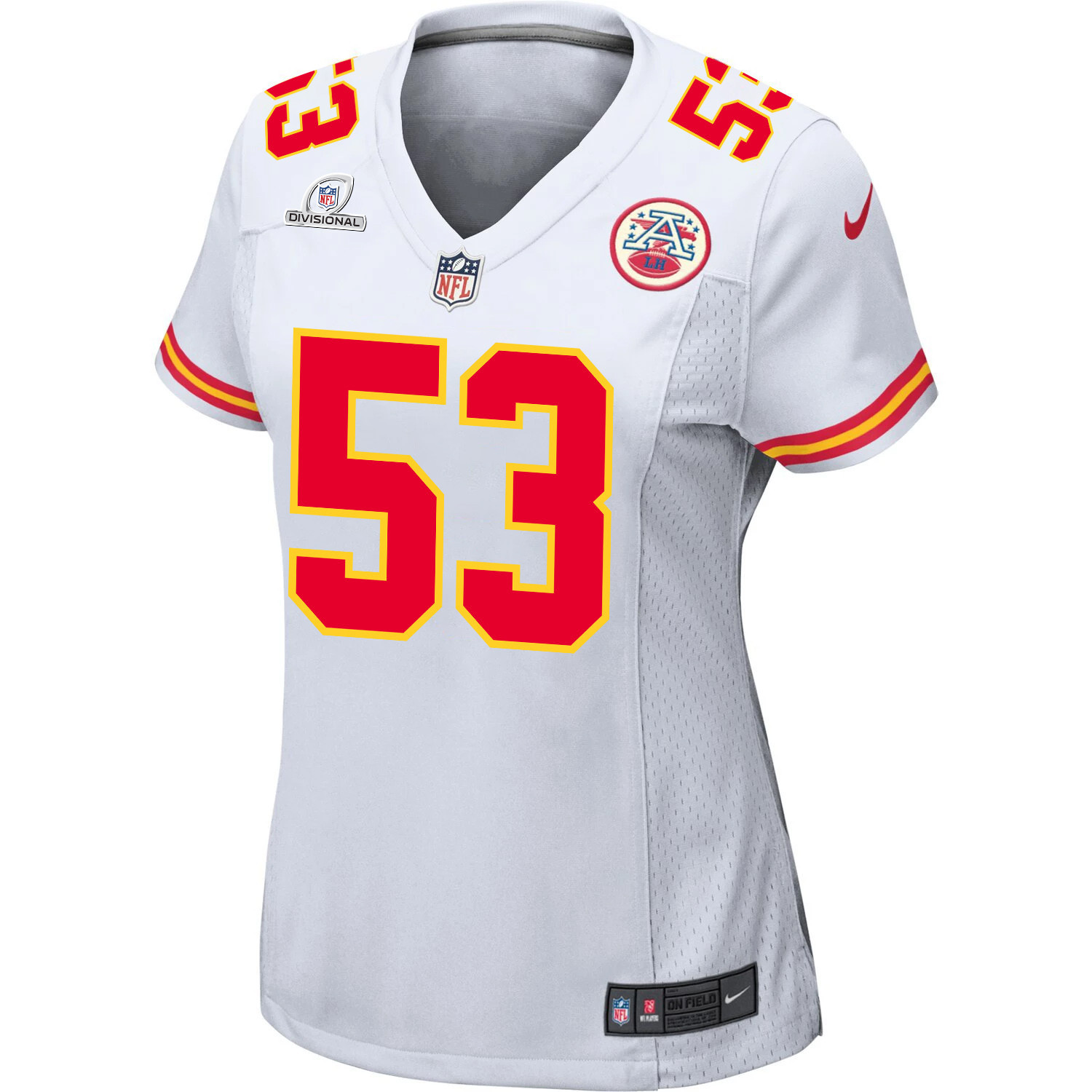 Alternative view of BJ Thompson #53 Kansas City Chiefs Super Bowl LVIII Patch Game Jersey - Women's | White