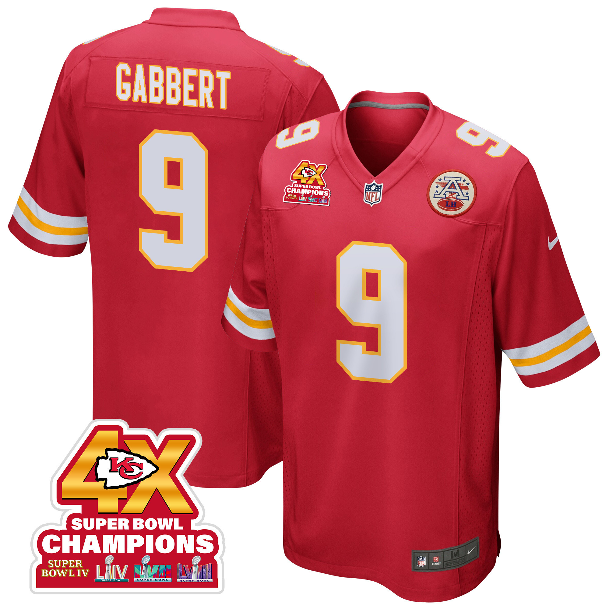 Blaine Gabbert #9 Kansas City Chiefs Super Bowl LVIII Champions 4X Game Jersey - Men's | Red