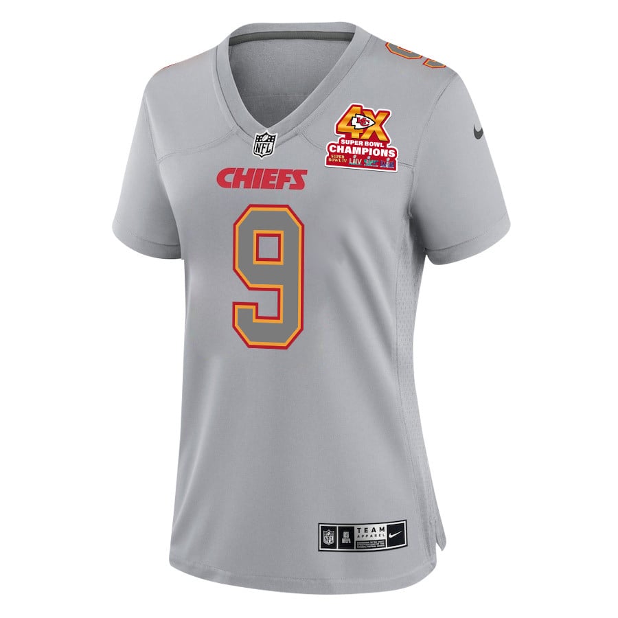 Alternative view of Blaine Gabbert #9 Kansas City Chiefs Super Bowl LVIII Champions 4X Game Jersey - Women's | Gray