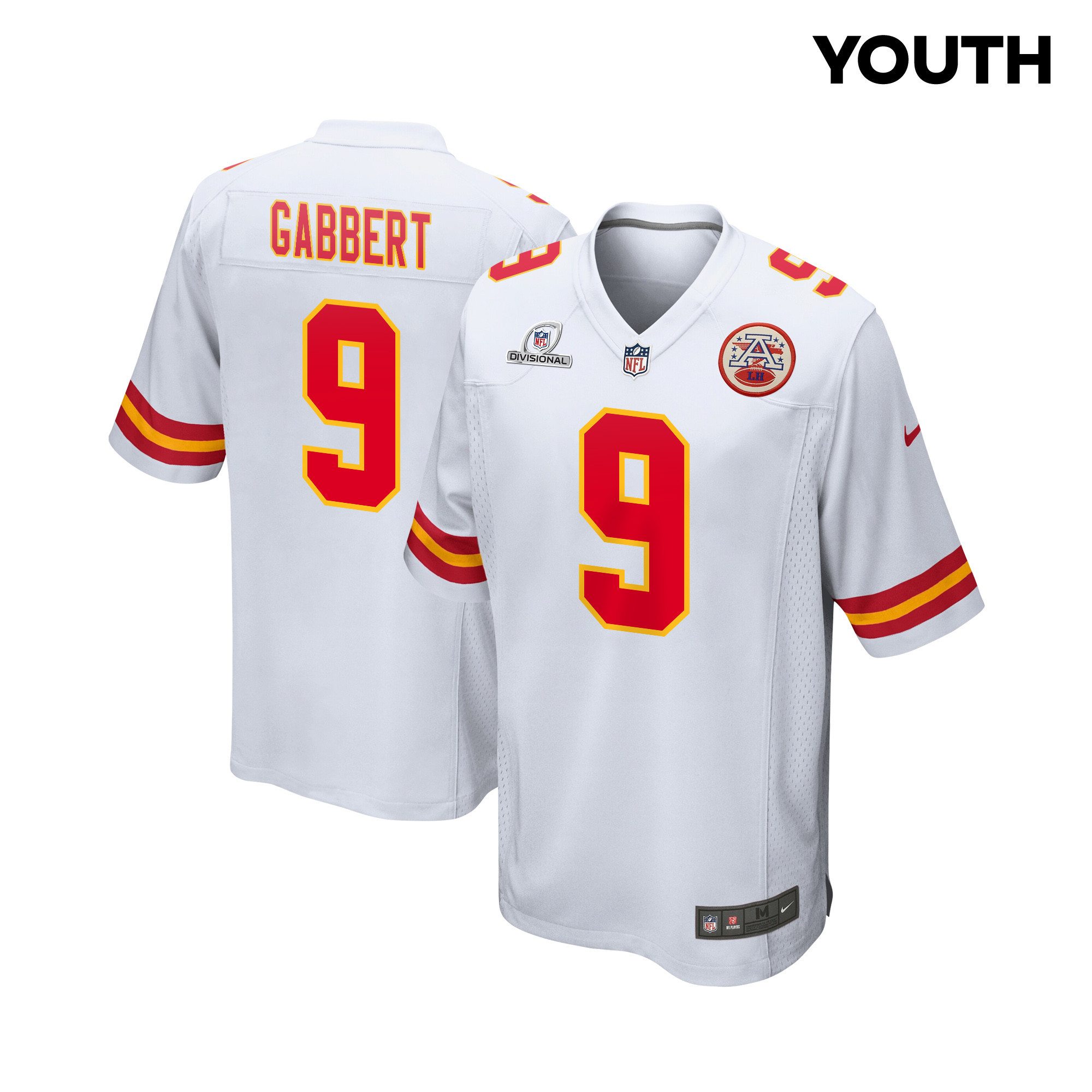 Blaine Gabbert #9 Kansas City Chiefs Super Bowl LVIII Patch Game Jersey - Youth | White