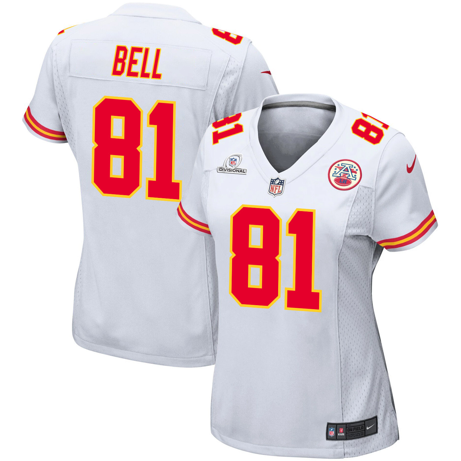 Blake Bell #81 Kansas City Chiefs Super Bowl LVIII Patch Game Jersey - Women's | White