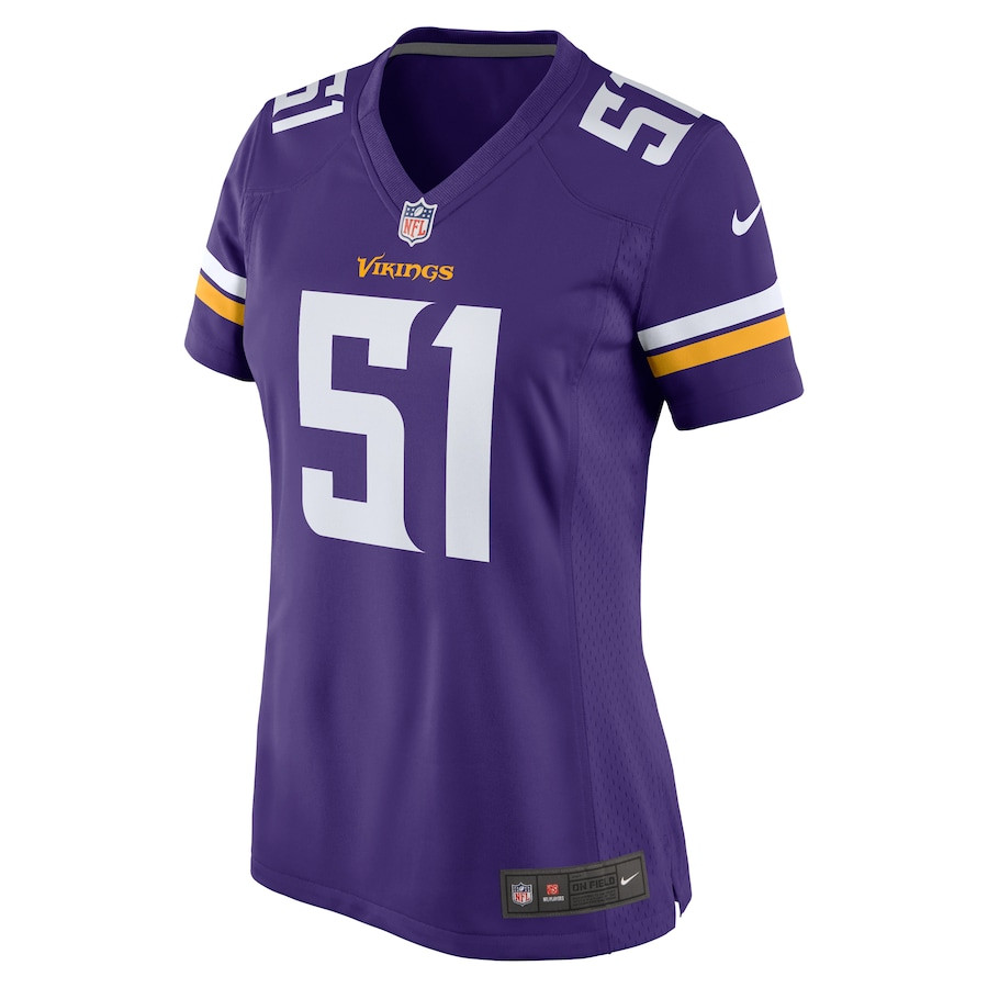 Alternative view of Blake Cashman #51 Minnesota Vikings Game Jersey - Women's | Purple