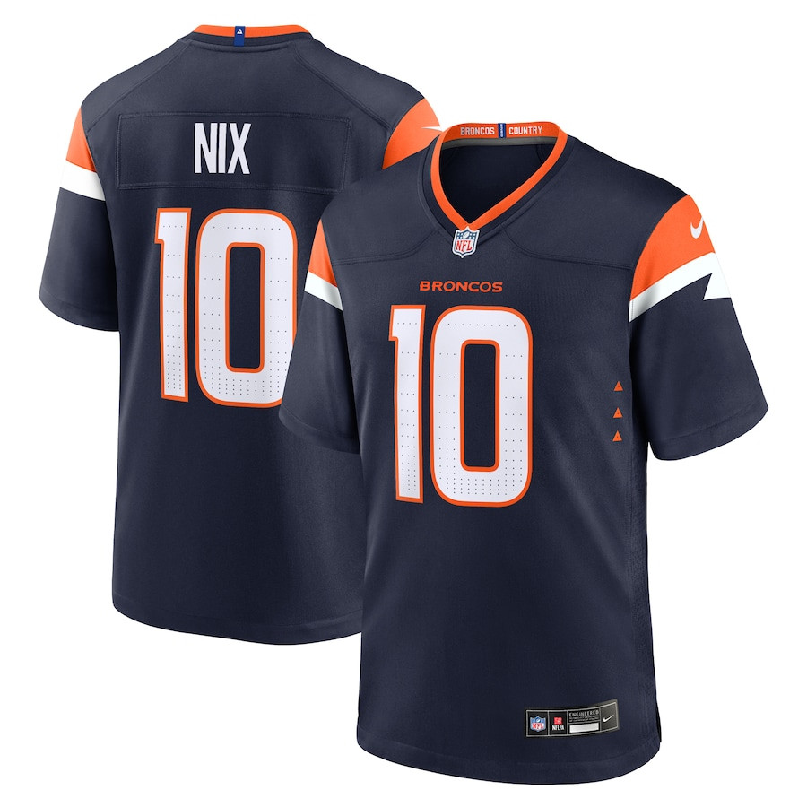 Bo Nix #10 Denver Broncos Alternate Game Jersey - Men's | Navy