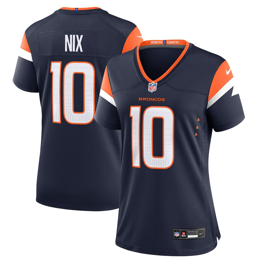Bo Nix #10 Denver Broncos Alternate Game Jersey - Women's | Navy