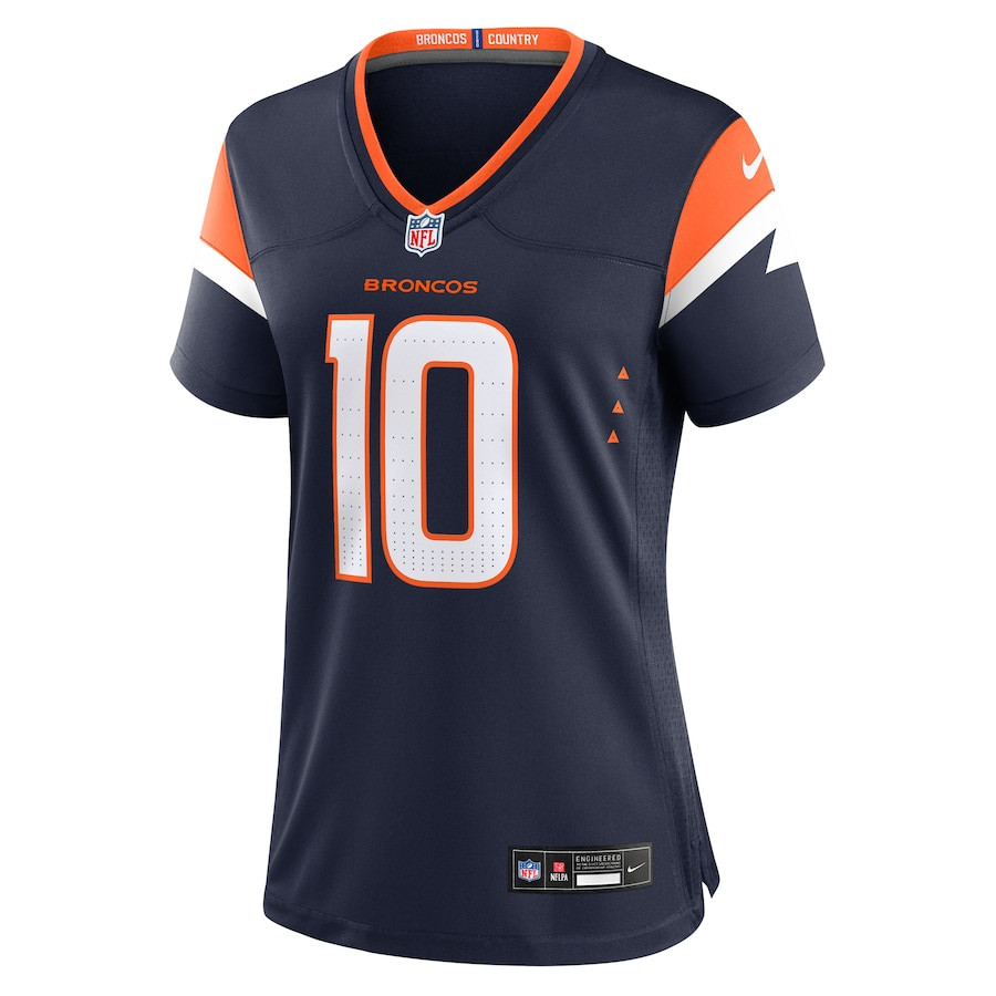 Alternative view of Bo Nix #10 Denver Broncos Alternate Game Jersey - Women's | Navy
