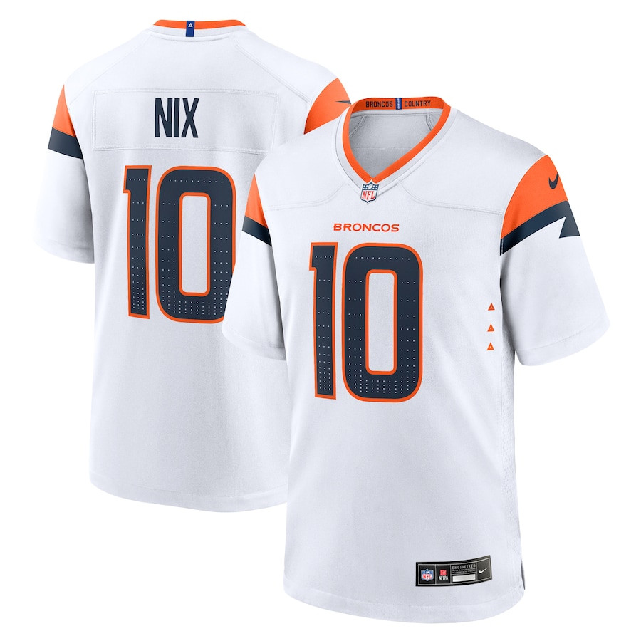 Bo Nix #10 Denver Broncos Game Jersey - Men's | White