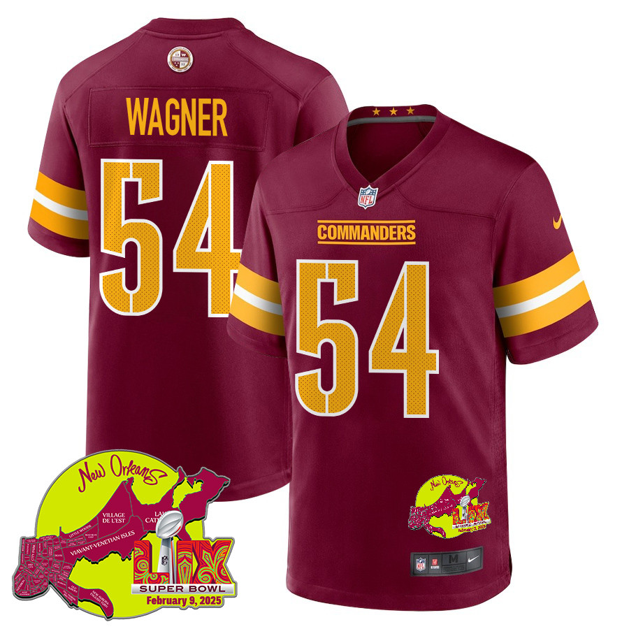 Bobby Wagner #54 Washington Commanders Super Bowl LIX Game Jersey - Men's | Burgundy