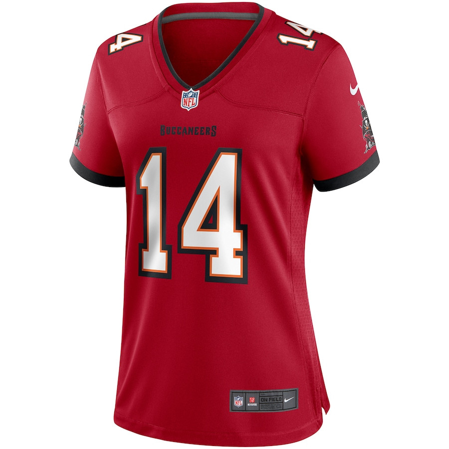 Alternative view of Brad Johnson #14 Tampa Bay Buccaneers Game Jersey - Women's | Red