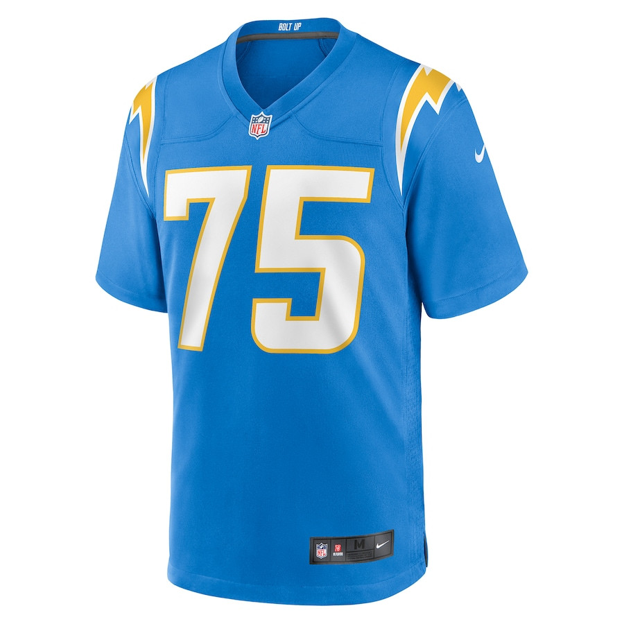 Alternative view of Bradley Bozeman #75 Los Angeles Chargers Game Jersey - Men's | Powder Blue