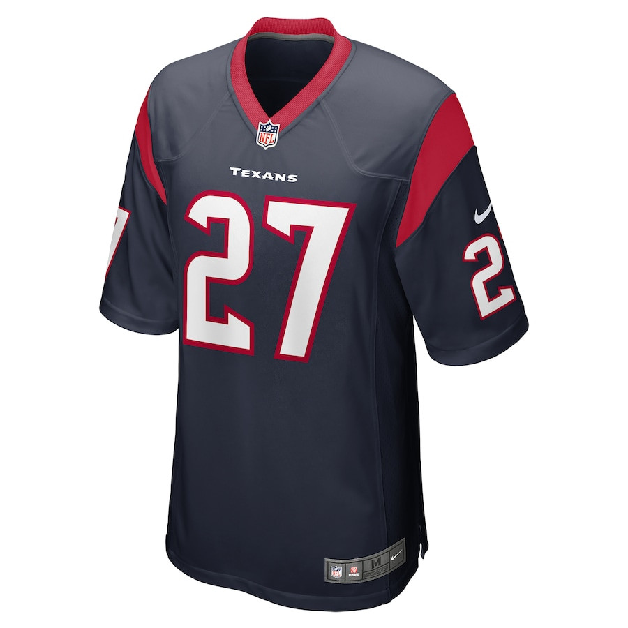 Alternative view of Brady Breeze #27 Houston Texans Game Jersey - Men's | Navy