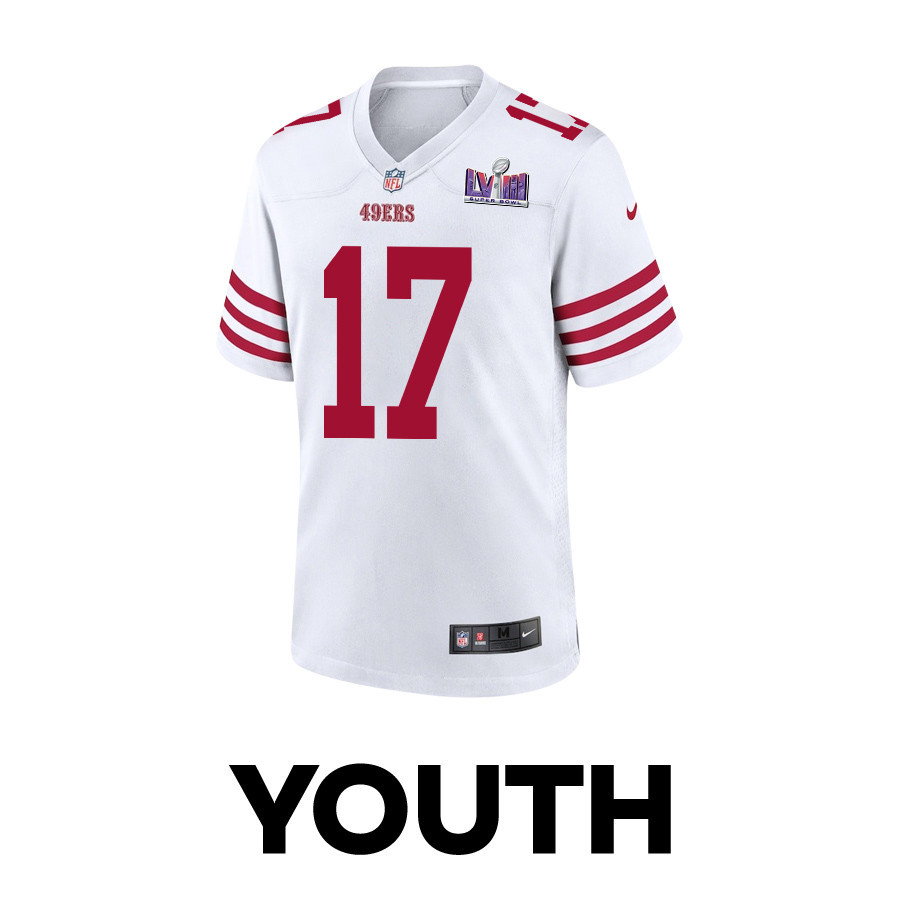 Alternative view of Brandon Allen #17 San Francisco 49ers Super Bowl LVIII Patch Game Jersey - Youth | White