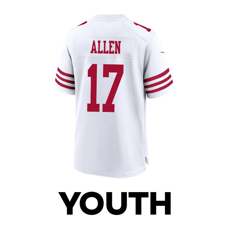 Brandon Allen #17 San Francisco 49ers Super Bowl LVIII Patch Game Jersey - Youth | White - Image 3