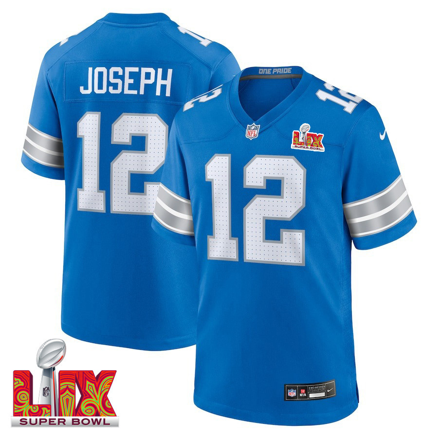 Brandon Joseph #12 Detroit Lions Super Bowl LIX Game Jersey - Men's | Blue