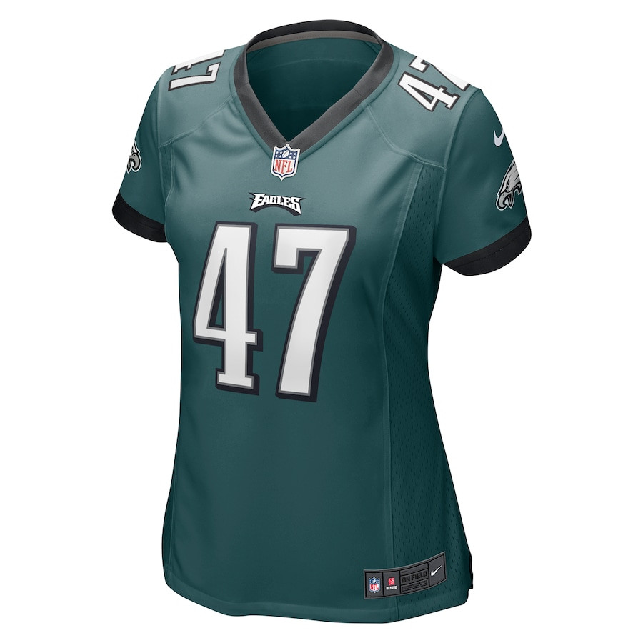 Alternative view of Brandon Smith #47 Philadelphia Eagles Game Jersey - Women's | Midnight Green