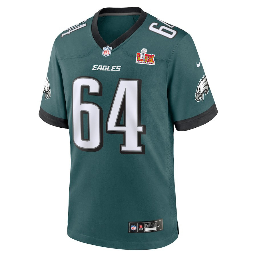 Alternative view of Brett Toth #64 Philadelphia Eagles Super Bowl LIX Game Jersey - Men's | Midnight Green