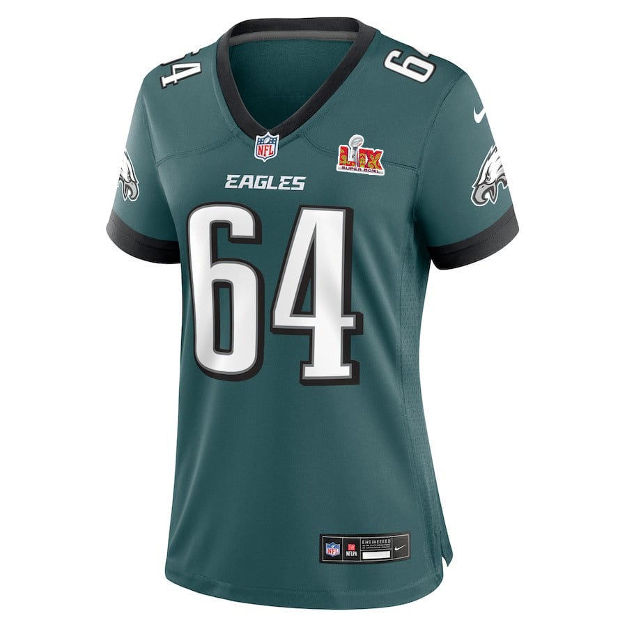 Alternative view of Brett Toth #64 Philadelphia Eagles Super Bowl LIX Game Jersey - Women's | Midnight Green