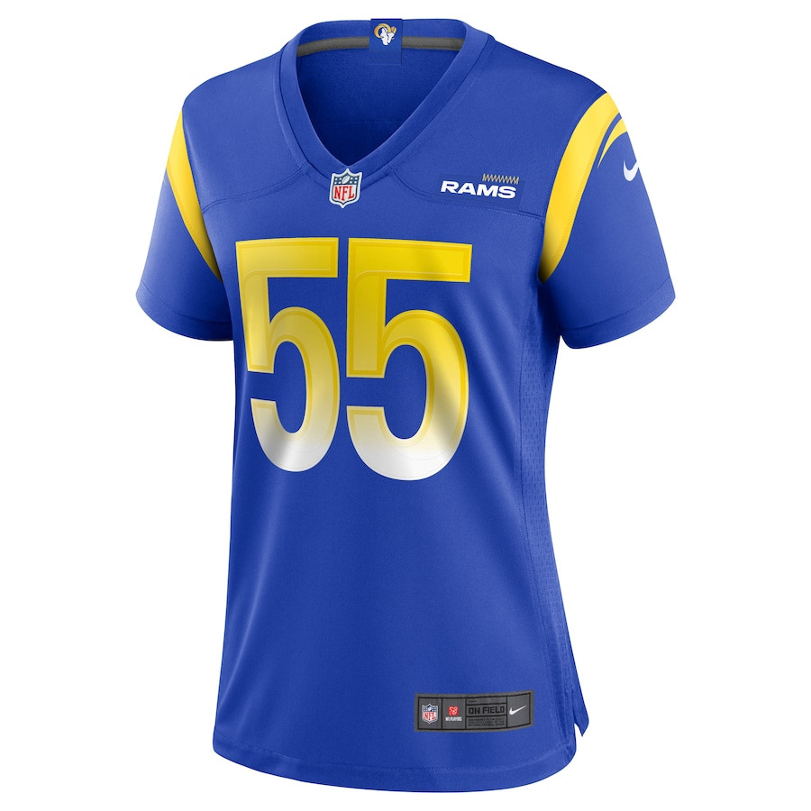 Alternative view of Brian Allen #55 Los Angeles Rams Game Jersey - Women's | Royal