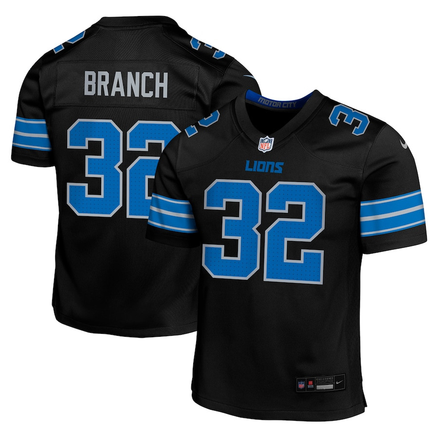 Brian Branch #32 Detroit Lions Alternate Game Jersey - Youth | Black