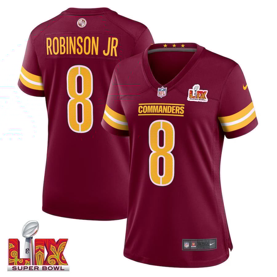 Brian Robinson #8 Washington Commanders Super Bowl LIX Game Jersey - Women's | Burgundy