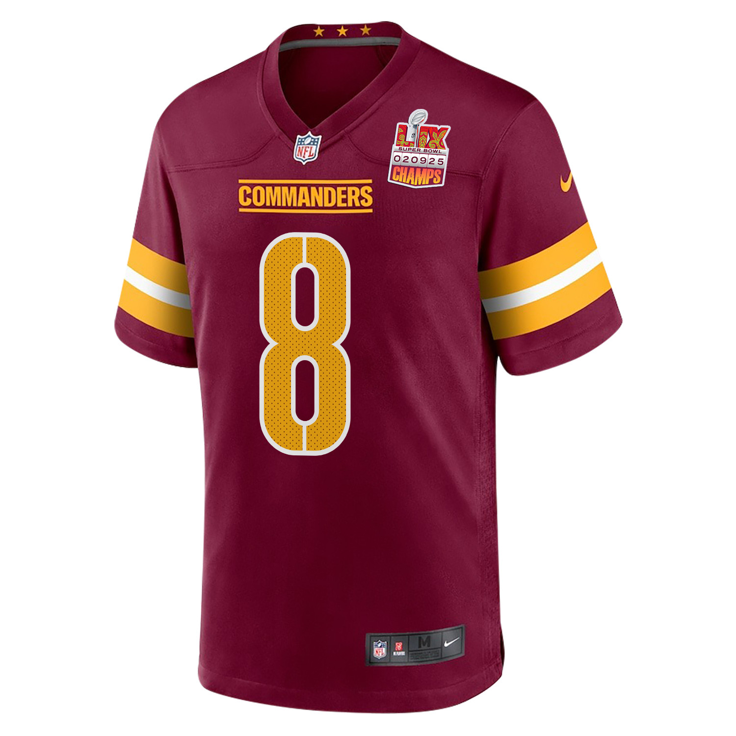 Brian Robinson Jr. #8 Washington Commanders Super Bowl LIX Champions Patch Game Jersey - Men's | Burgundy - Image 3