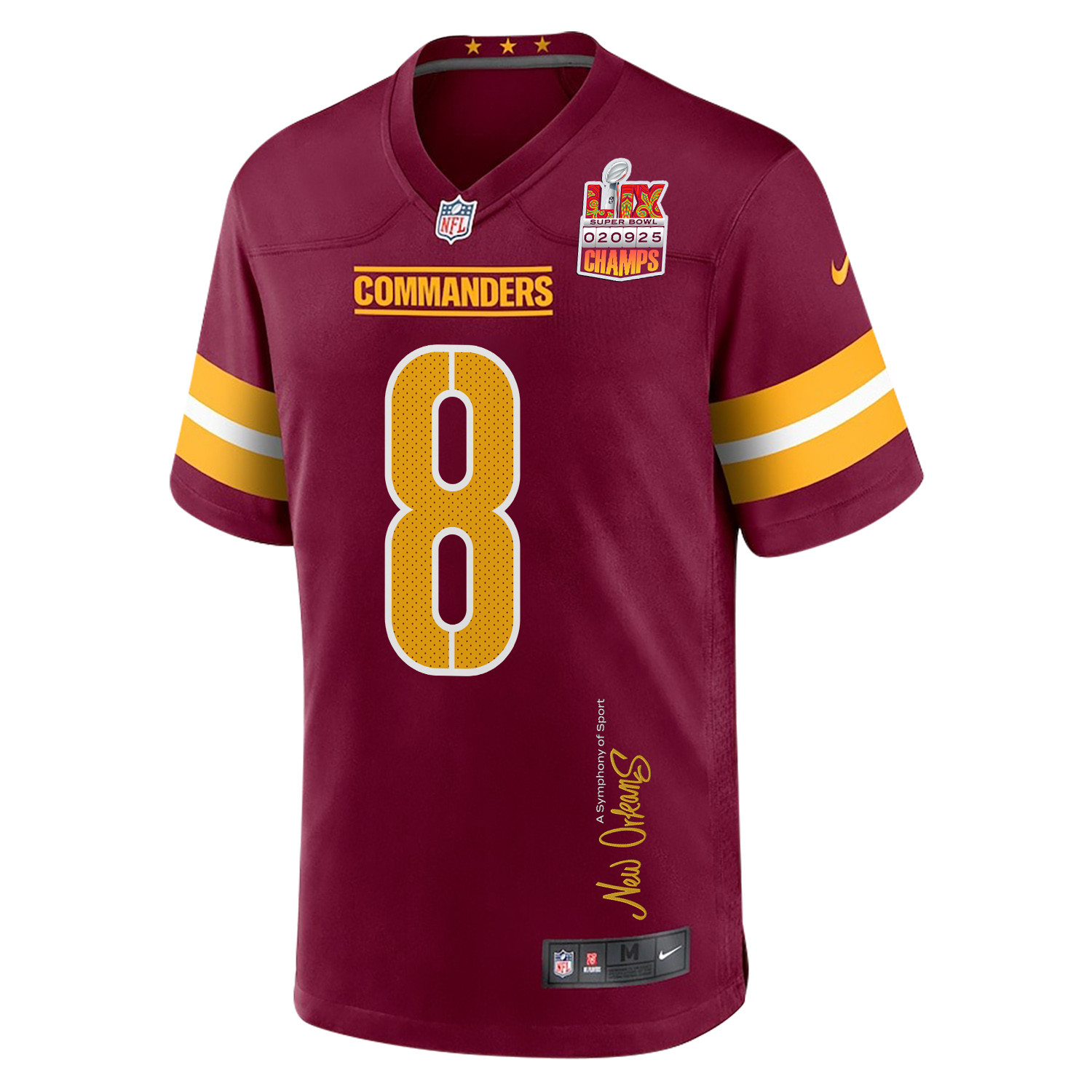 Brian Robinson Jr. #8 Washington Commanders Super Bowl LIX Champions Patch Game Jersey - Men's | Burgundy - Image 3