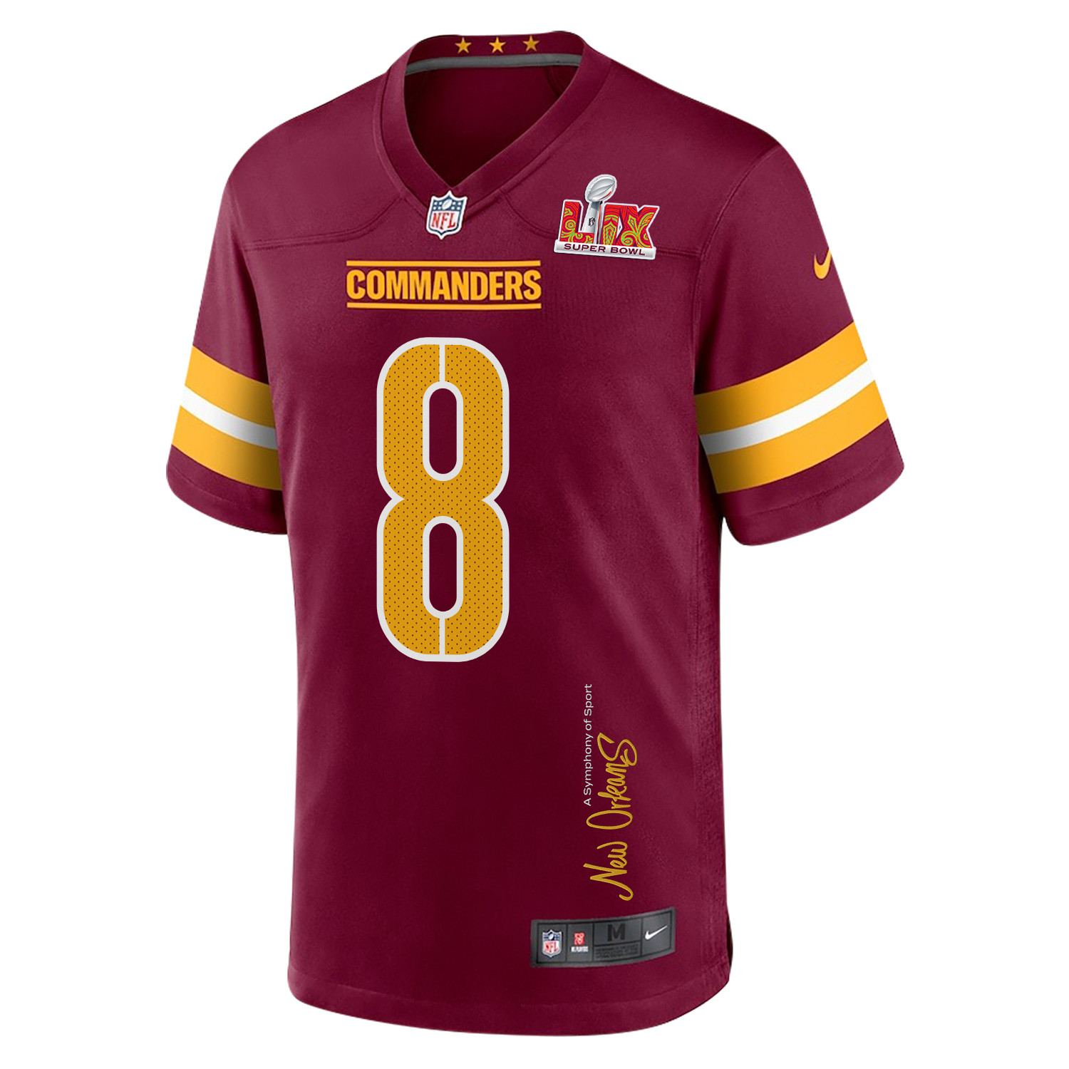 Brian Robinson Jr. #8 Washington Commanders Super Bowl LIX Game Jersey - Men's | Burgundy - Image 3