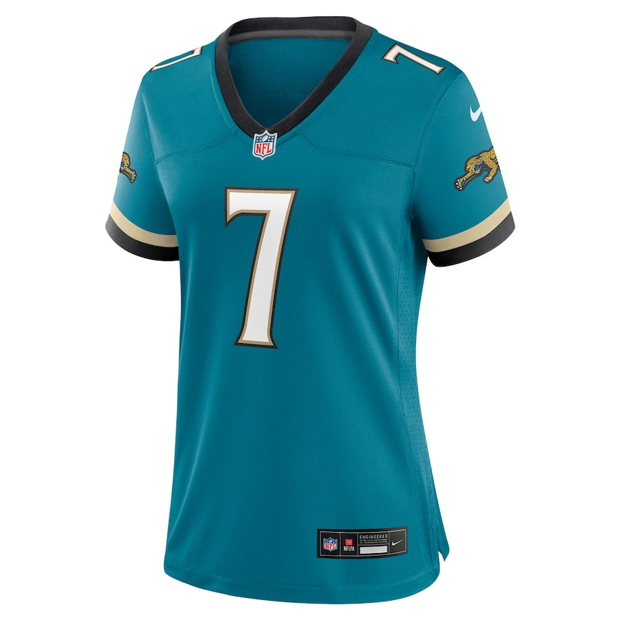 Alternative view of Brian Thomas Jr. #7 Jacksonville Jaguars Throwback Game Jersey - Women's | Teal